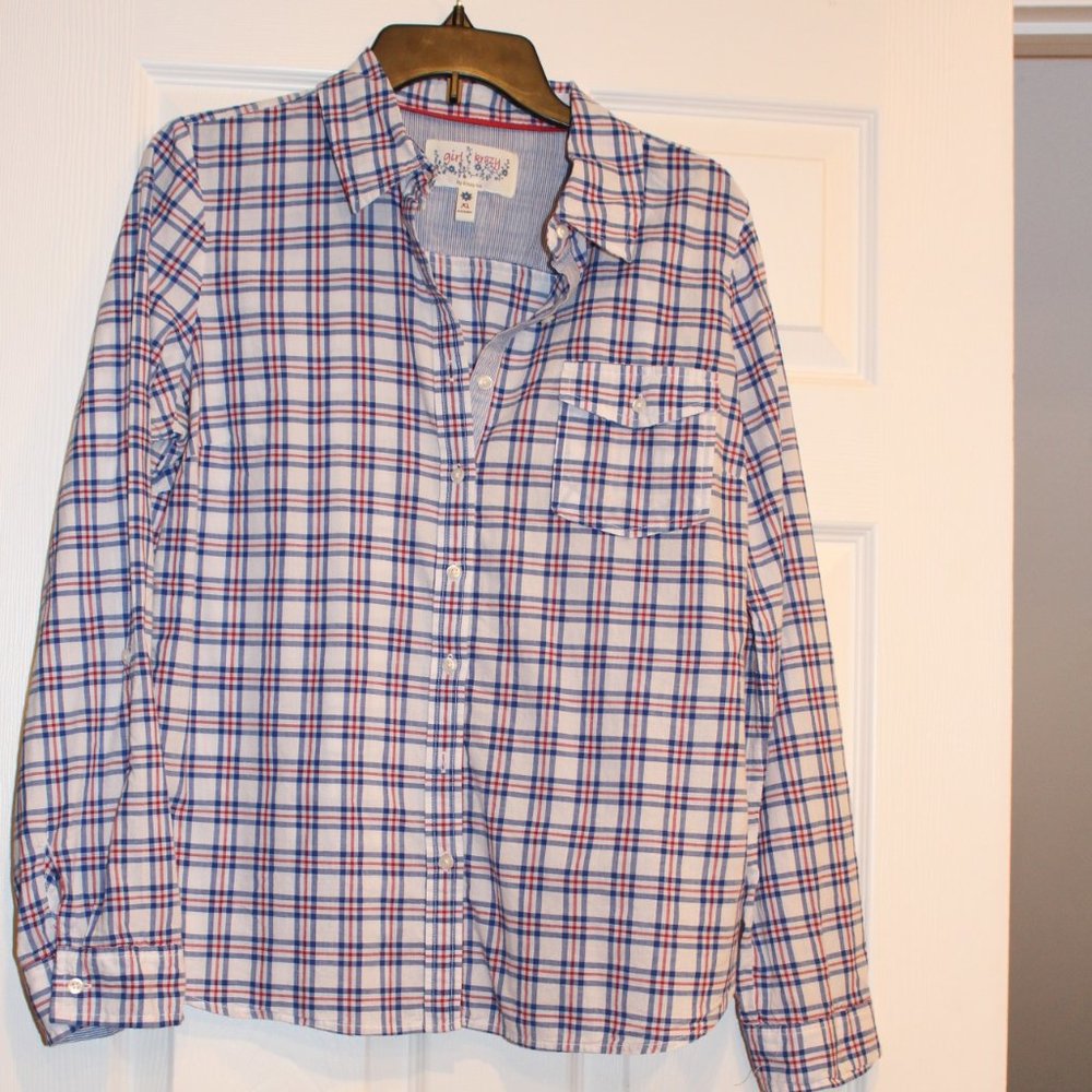 Girl Crazy Button Down Top Sz XL